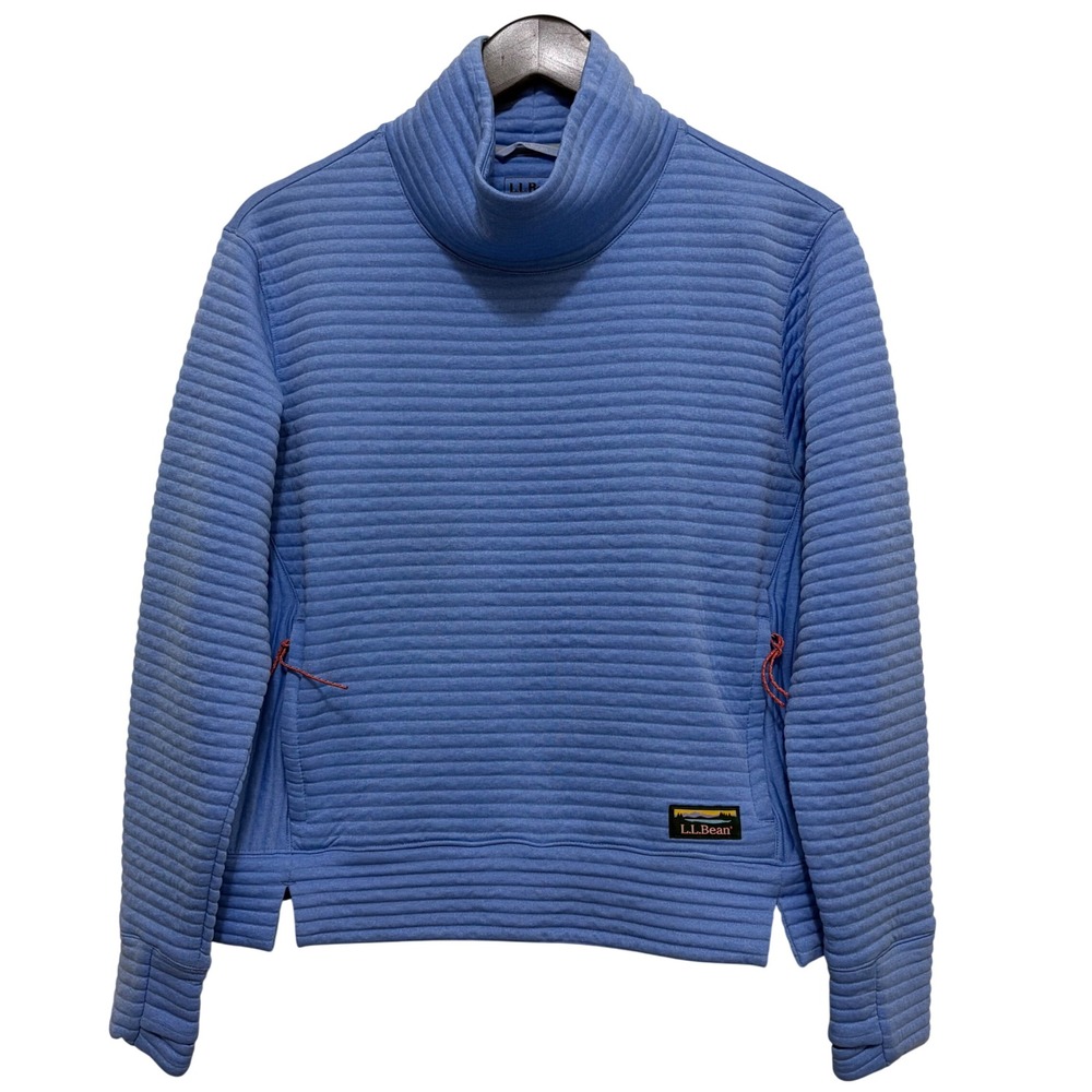 LL Bean Airlight Knit Funnelneck Pullover Sweater Blue Medium Hiking Athleisure - Picture 4 of 8